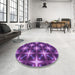 Round Patterned Purple Rug in a Office, pat3599pur