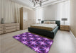 Patterned Purple Rug in a Bedroom, pat3599pur