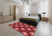 Round Machine Washable Transitional Red Rug in a Office, wshpat3599rd