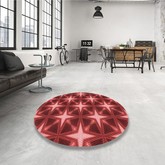 Round Patterned Red Rug in a Office, pat3599rd