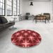 Round Patterned Red Rug in a Office, pat3599rd
