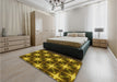 Patterned Caramel Brown Rug in a Bedroom, pat3599yw