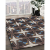 Patterned Burgundy Brown Novelty Rug, pat3599