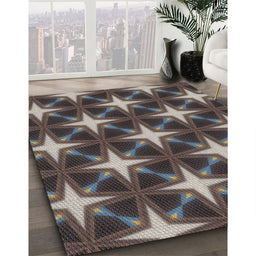 Patterned Burgundy Brown Novelty Rug in Family Room, pat3599