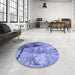 Patterned Sky Blue Rug in a Kitchen, pat36blu