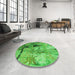 Patterned Neon Green Rug in a Kitchen, pat36grn