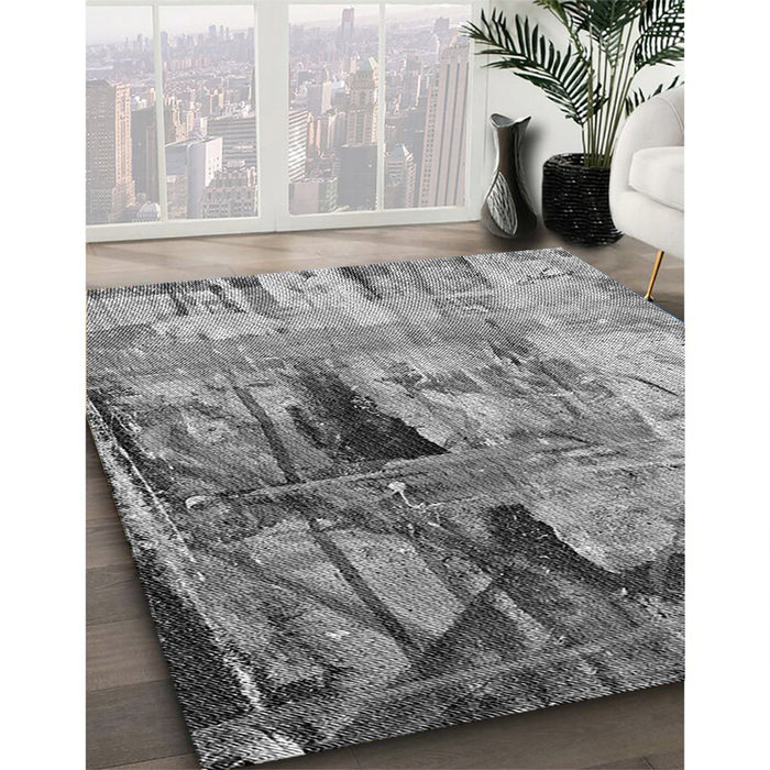 Patterned Cloud Gray Rug in Family Room, pat36gry