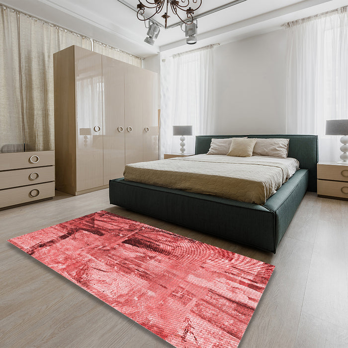 Patterned Red Rug in a Bedroom, pat36rd