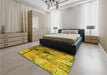 Patterned Dark Bisque Brown Rug in a Bedroom, pat36yw