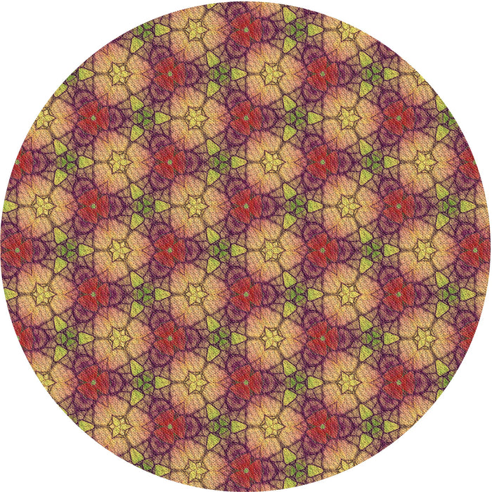 Square Patterned Brown Red Rug, pat360brn