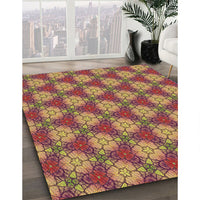 Patterned Brown Red Rug, pat360brn