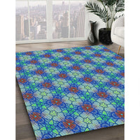 Patterned Sapphire Blue Rug, pat360lblu