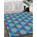 Patterned Sapphire Blue Rug in Family Room, pat360lblu