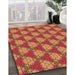 Patterned Orange Rug in Family Room, pat360org