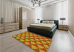Patterned Red Rug in a Bedroom, pat360yw
