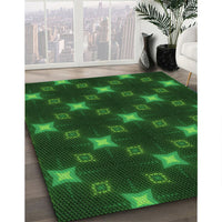 Patterned Dark Forest Green Rug, pat3600grn