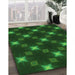 Patterned Dark Forest Green Rug in Family Room, pat3600grn