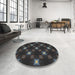 Round Patterned Gray Novelty Rug in a Office, pat3600