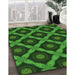 Machine Washable Transitional Deep Emerald Green Rug in a Family Room, wshpat3601grn