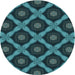 Square Machine Washable Transitional Deep Teal Green Rug in a Living Room, wshpat3601lblu