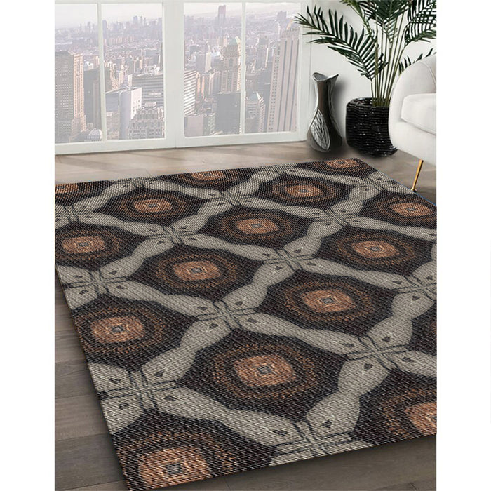 Patterned Mid Gray Abstract Machine Washable Rug in a Family Room, wshpat3601