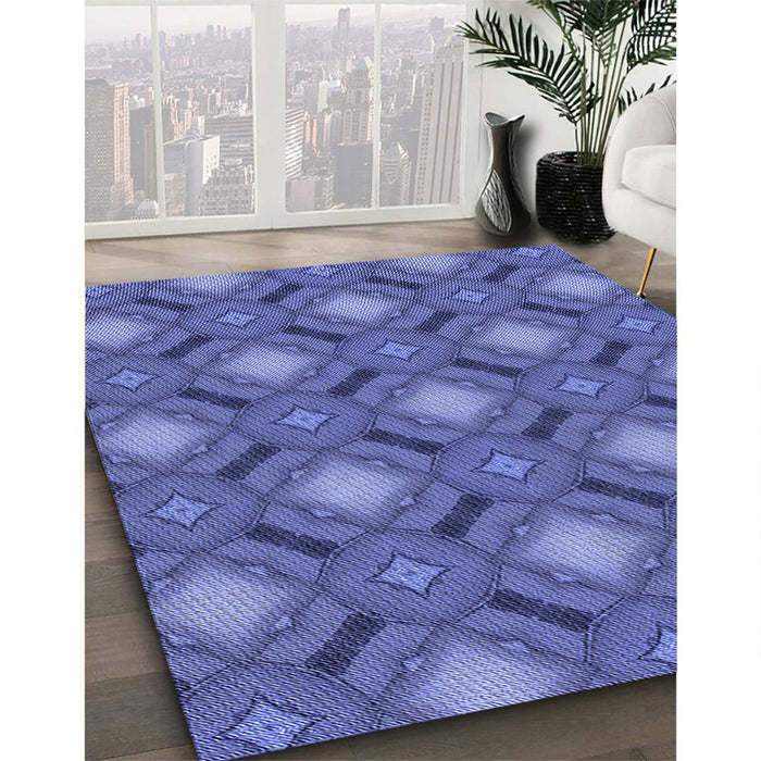 Machine Washable Transitional Light Slate Blue Rug in a Family Room, wshpat3602blu