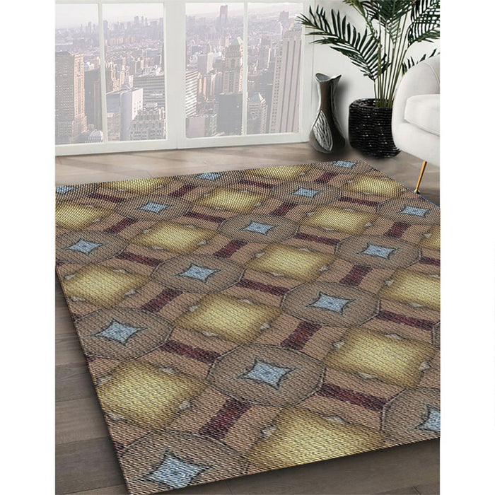 Patterned Dark Brown Abstract Machine Washable Rug in a Family Room, wshpat3602