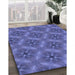 Machine Washable Transitional Light Slate Blue Rug in a Family Room, wshpat3603blu