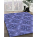 Patterned Light Slate Blue Rug in Family Room, pat3603blu