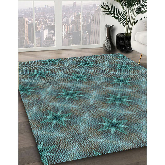 Patterned Seafoam Green Rug in Family Room, pat3603lblu