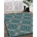 Patterned Seafoam Green Rug in Family Room, pat3603lblu
