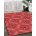 Patterned Red Rug in Family Room, pat3603rd