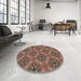 Round Patterned Light Copper Gold Novelty Rug in a Office, pat3603