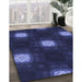 Patterned Night Blue Rug in Family Room, pat3604blu