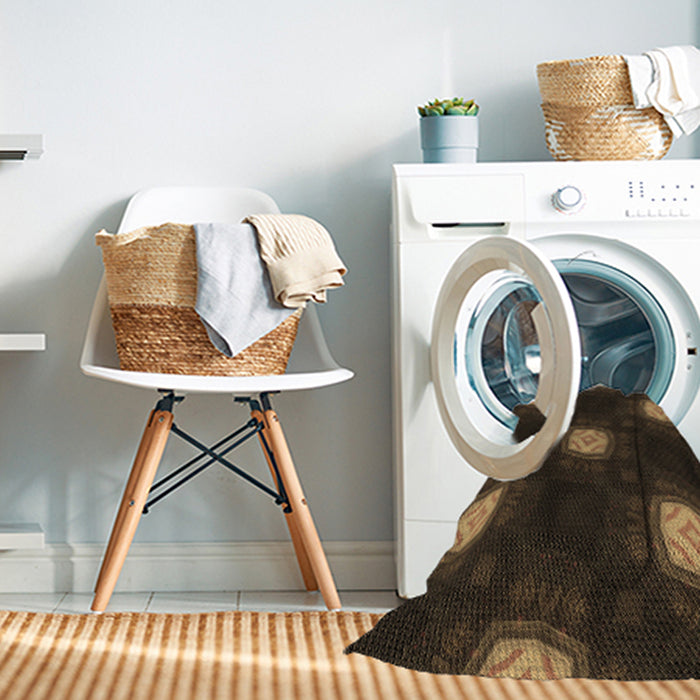 Machine Washable Transitional Red Brown Rug in a Washing Machine, wshpat3604brn