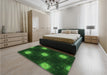 Patterned Green Rug in a Bedroom, pat3604grn