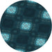 Square Patterned Dark Cyan Green Rug, pat3604lblu