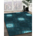 Machine Washable Transitional Dark Cyan Green Rug in a Family Room, wshpat3604lblu