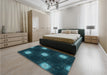 Patterned Dark Cyan Green Rug in a Bedroom, pat3604lblu