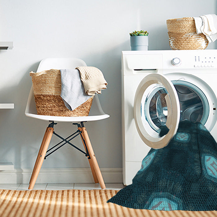 Machine Washable Transitional Dark Cyan Green Rug in a Washing Machine, wshpat3604lblu
