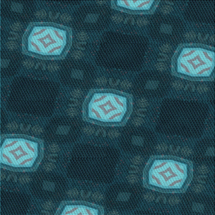 Round Patterned Dark Cyan Green Rug, pat3604lblu