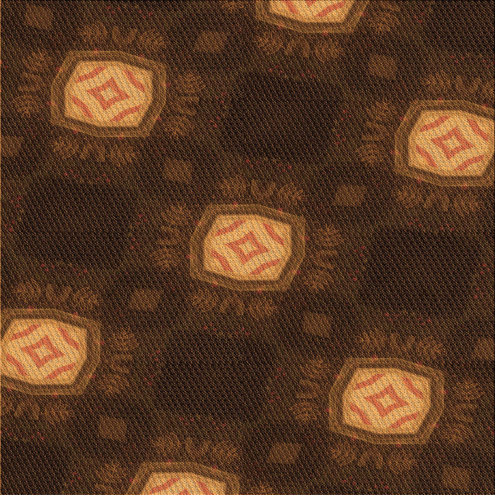 Round Patterned Mahogany Brown Rug, pat3604org