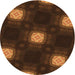 Square Patterned Mahogany Brown Rug, pat3604org