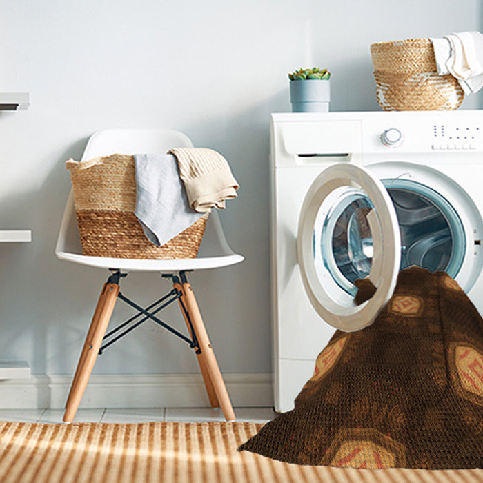 Machine Washable Transitional Mahogany Brown Rug in a Washing Machine, wshpat3604org