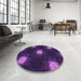 Round Patterned Dark Orchid Purple Rug in a Office, pat3604pur