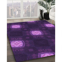 Patterned Dark Orchid Purple Rug, pat3604pur