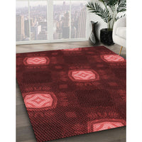 Patterned Maroon Red Rug, pat3604rd