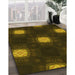 Machine Washable Transitional Dark Yellow Green Rug in a Family Room, wshpat3604yw