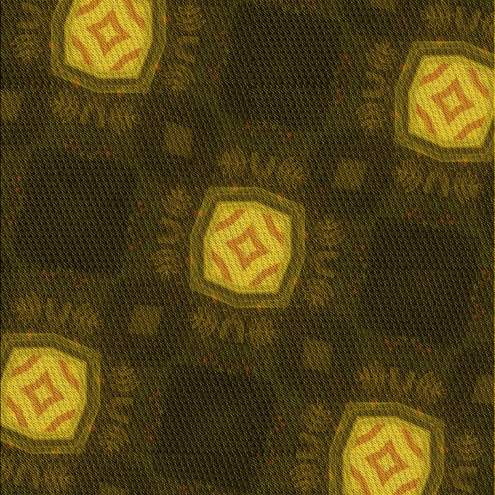 Patterned Dark Yellow Green Rug, pat3604yw
