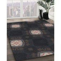 Patterned Black Novelty Rug, pat3604